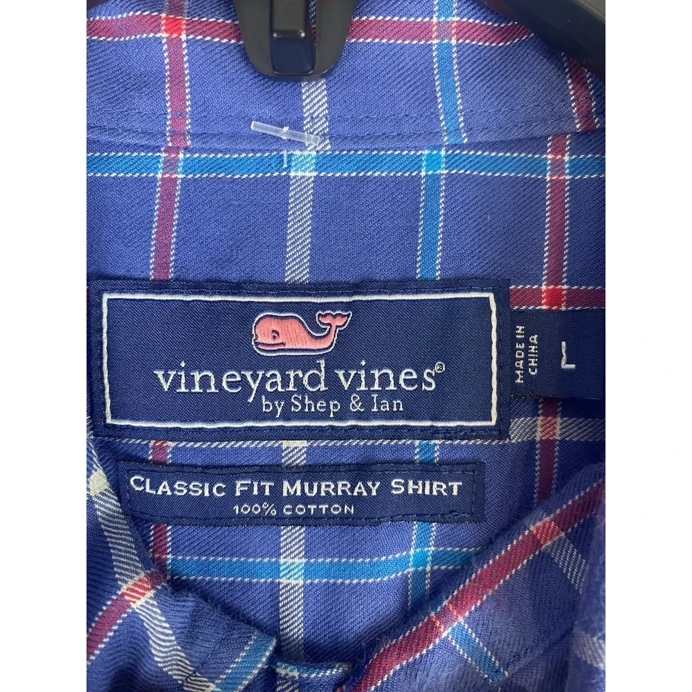 Vineyard Vines Men's Classic Fit Murray Shirt  Large Check Cotton Button Casual‎